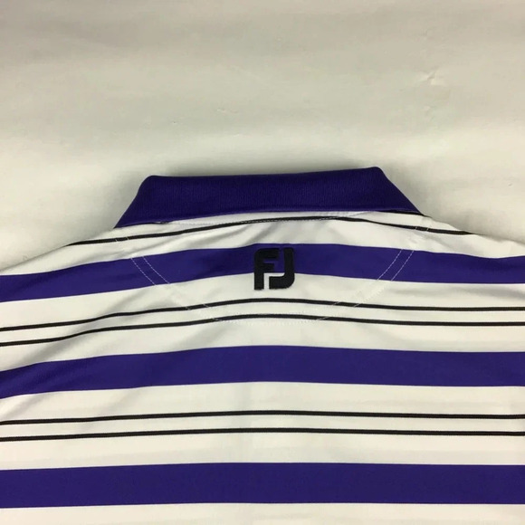 FootJoy Men’s Polo Golf Shirt Purple Striped Short Sleeve Size Medium - Picture 4 of 4